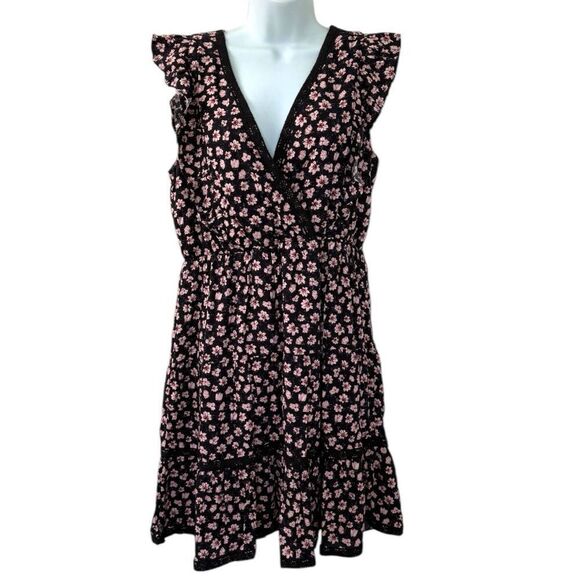 Maurice's Black and Pink Floral Rayon Dress NWT Size M - Picture 5 of 13
